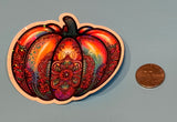 Bohemian Autumn/Fall Holographic Stickers: Scarecrow, Apple, Pumpkin, Pinecone, Leaves (Vinyl, Laminated), Weatherproof/Fade Resistant 5-Pk