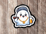 Halloween Holographic Sticker Ghost Funny Halloween Fall Decal for Bottle Halloween Sticker Cute Gangsta Pun Halloween Laptop Sticker Cute