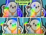 Halloween Holographic Sticker Ghost Funny Halloween Fall Decal for Bottle Halloween Sticker Cute Gangsta Pun Halloween Laptop Sticker Cute