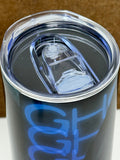 Ghostface Horror Movie Villain from Scream with Neon Letters 20oz Skinny Tumbler with Lid, Metal Straw, Brush