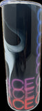 Ghostface Horror Movie Villain from Scream with Neon Letters 20oz Skinny Tumbler with Lid, Metal Straw, Brush