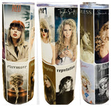 Taylor Swift Eras Tour Album Covers 20oz Skinny Tumbler with Lid, Metal Straw, Brush