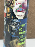 80s Horror Movie 20oz Skinny Tumbler with Lid, Metal Straw, Brush - 1980s Horror- Freddy, Chucky, Jason, Creepshow