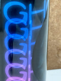 Ghostface Horror Movie Villain from Scream with Neon Letters 20oz Skinny Tumbler with Lid, Metal Straw, Brush
