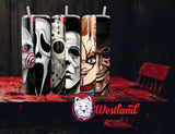 Glow in the Dark Horror Movie Villains (6 Characters) 20 Ounce Stainless Steel Tumbler
