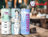 Nurse Tumbler Gift - Geriatric, Pediatric, ER, Practitioner, RN, Etc. -20 Ounce Stainless Steel Drink Travel Cup with Personalization