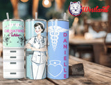 Nurse Tumbler Gift - Geriatric, Pediatric, ER, Practitioner, RN, Etc. -20 Ounce Stainless Steel Drink Travel Cup with Personalization