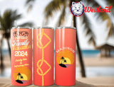 Family Trip/Vacation 20oz Skinny Tumbler with Lid, Metal Straw, Brush - Personalized with Many Color Options- Beach Trip, Road Trip, Getaway