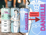 Nurse Tumbler Gift - Geriatric, Pediatric, ER, Practitioner, RN, Etc. -20 Ounce Stainless Steel Drink Travel Cup with Personalization