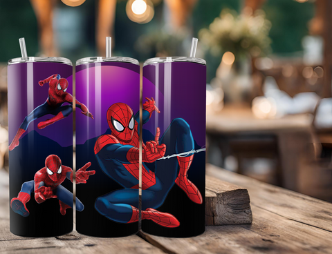 Spider-Man Marvel Comics 20 Ounce Stainless Steel Tumbler with Lid, Straw & Straw Brush