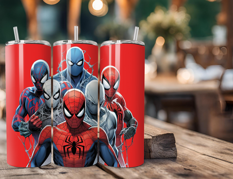 Spider-man Marvel Comics 20 Ounce Stainless Steel Tumbler with Lid, Straw & Straw Brush