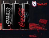 Ghostface Coca-Cola Coke 20oz Skinny Tumbler with Lid, Metal Straw, Brush - Scream