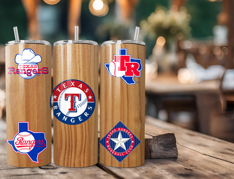 Texas Rangers Logo History Throwback 20 Ounce Stainless Steel Tumbler with Lid, Straw & Straw Brush