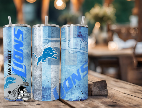Detroit Lions NFL Football 20 Ounce Stainless Steel Tumbler with Lid, Straw & Straw Brush