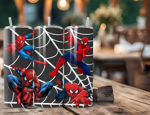 Spider-man Marvel Comics 20 Ounce Stainless Steel Tumbler with Lid, Straw & Straw Brush