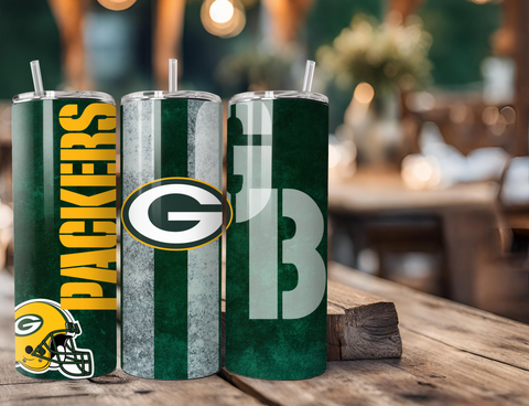 Green Bay Packers NFL Football 20 Ounce Stainless Steel Tumbler with Lid, Straw & Straw Brush