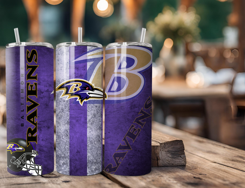 Baltimore Ravens NFL Football 20 Ounce Stainless Steel Tumbler with Lid, Straw & Straw Brush
