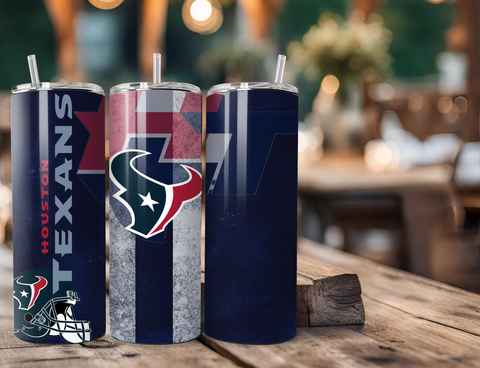 Houston Texans NFL Football 20 Ounce Stainless Steel Tumbler with Lid, Straw & Straw Brush