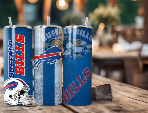 Buffalo Bills NFL Football 20 Ounce Stainless Steel Tumbler with Lid, Straw & Straw Brush