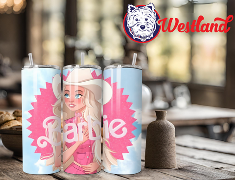 Barbie Movie Cowgirl Western Themed 20 Ounce Stainless Steel Tumbler