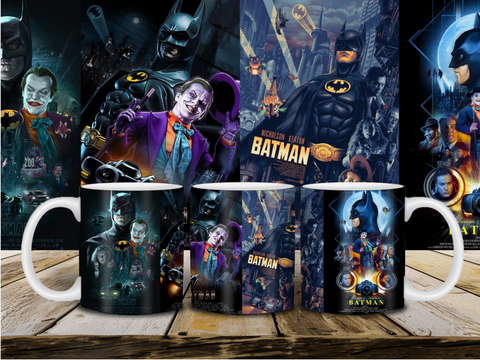 Batman (1989) with 4 Unique, Re-imagined Movie Posters - 11 Ounce Ceramic Coffee Cup