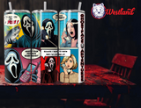 Ghostface Comic 20oz Skinny Tumbler with Lid, Metal Straw, Brush - Scream