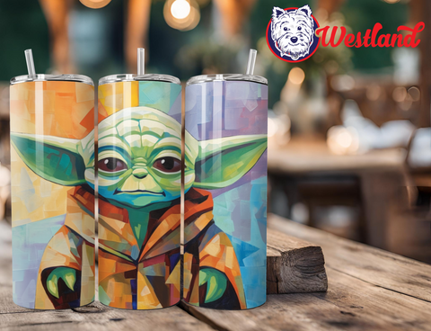 Star Wars Yoda with Painted Design - 20 Ounce Stainless Steel Tumbler