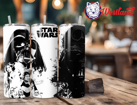 Star Wars Darth Vader OG Simple Black & White Design Old School Retro Tumbler from Original 3 Movies - 20 Ounce Stainless Steel Tumbler