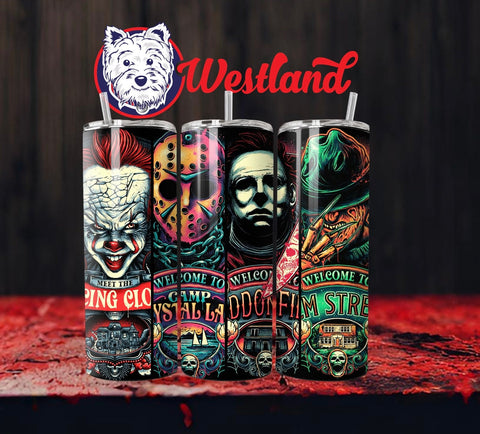 Glow in the Dark Horror Movie Villains (4 Characters) 20 Ounce Stainless Steel Tumbler