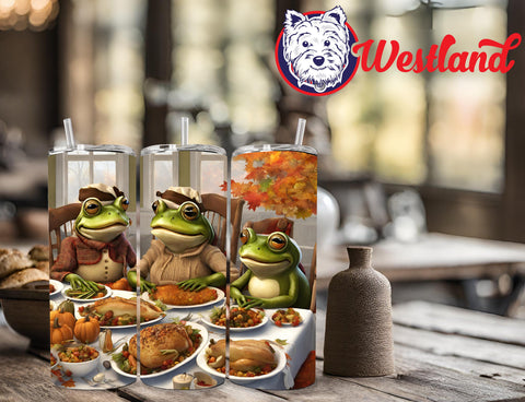 Thanksgiving Frog Family Fall Themed 20 Ounce Stainless Steel Tumbler