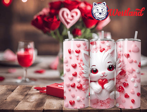 Valentine's Day for Wife/Girlfriend - White Kitten 20 Ounce Stainless Steel Drink Tumbler - with Personalization Option