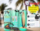 Family Trip/Vacation Keepsake 20oz Skinny Tumbler with Lid, Metal Straw, Brush - Personalized with Many Color Options- Beach Trip, Road Trip